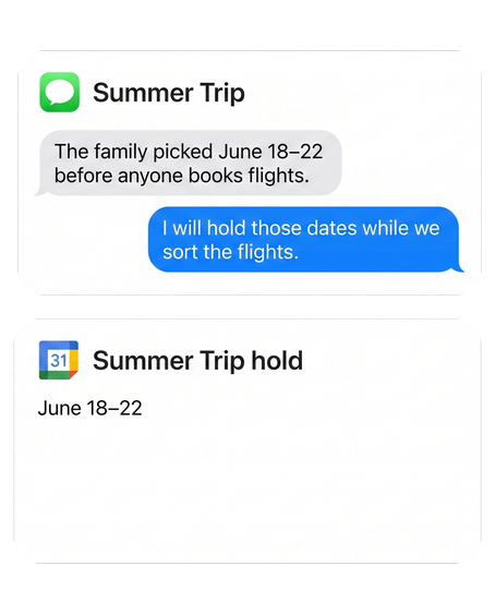 Illustrative summer-trip source artwork; not a Jo product screenshot.