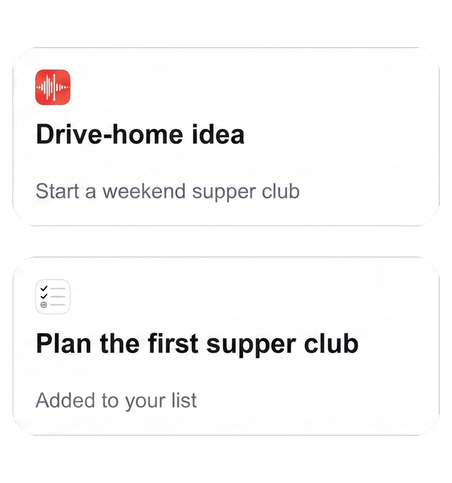 Illustrative Notes and Messages Sunday-dinner sources; not a Jo product screenshot.