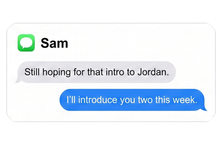 Illustrative Messages commitment and reminder source; not a Jo product screenshot.